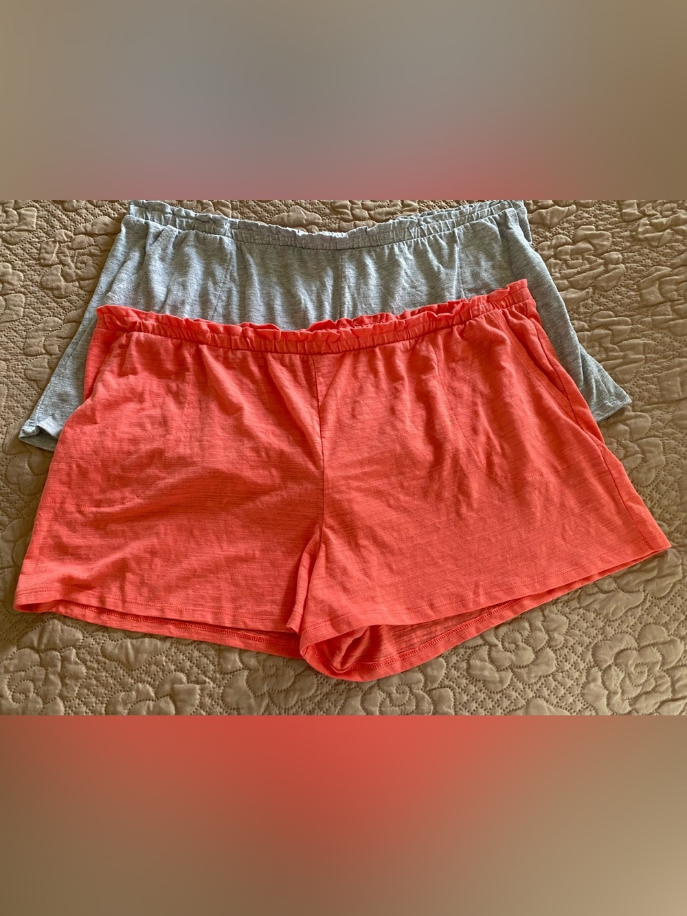 Secret Treasures Coral & Heather Gray Jersey Lounge Shorts .